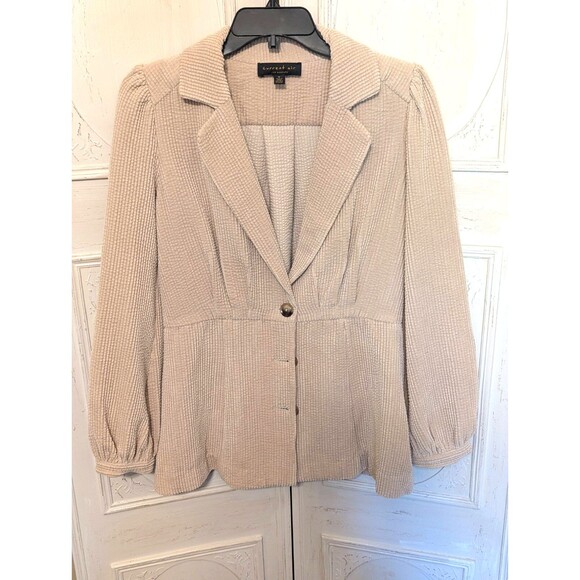 Current Air Anthropologie Los Angeles Corduroy Blazer Puff Sleeves Tan - SMALL - Picture 1 of 6
